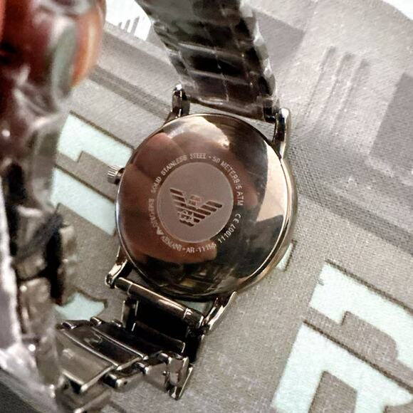 Emporio Armani Luigi AR11155 Men\'s Watch With Gray Marble Dial Gray Metal Belt main image 3